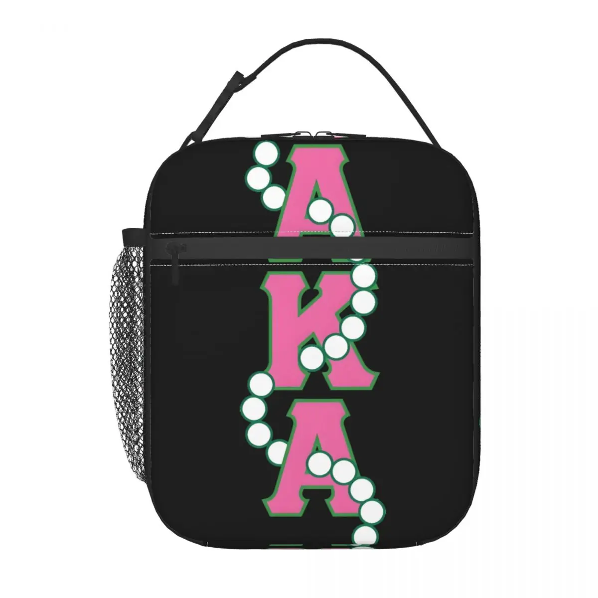 

Custom AKA Sorority Insulated Lunch Bag for Work School Food Pink And Green Resuable Thermal Cooler Bento Box Women Children
