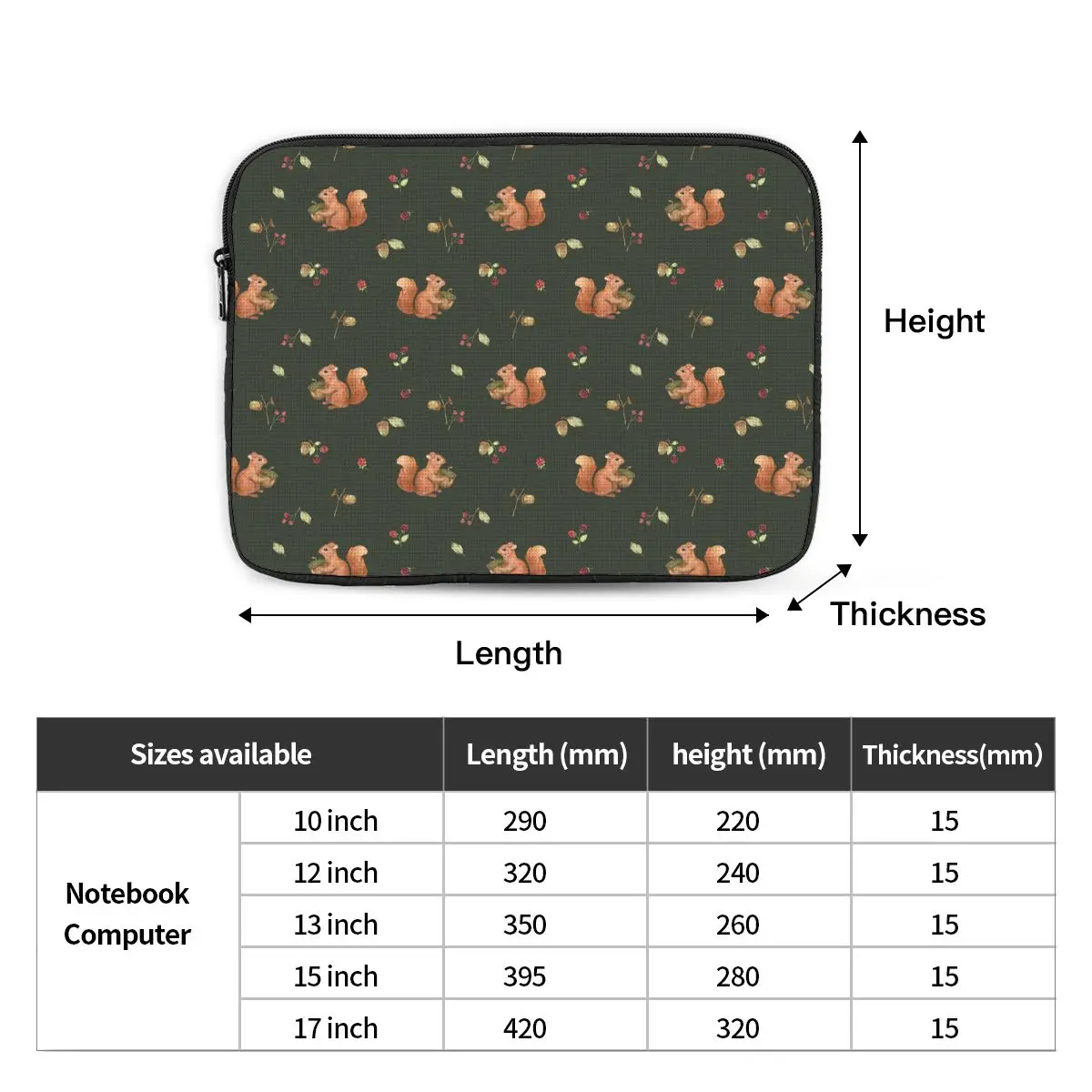 Joyful Funny Squirrel Laptop Sleeve Cover Bag 12 "13" 15 "17" borsa per Notebook custodia antiurto per animali