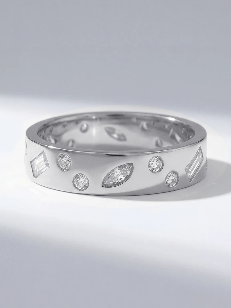 925 Sterling Silber Mode Goldene Geometrische Muster Zirkon Ring für Frauen Verlobung Hochzeit Luxus Hochwertiger Edel-Schmuck – Detail 7
