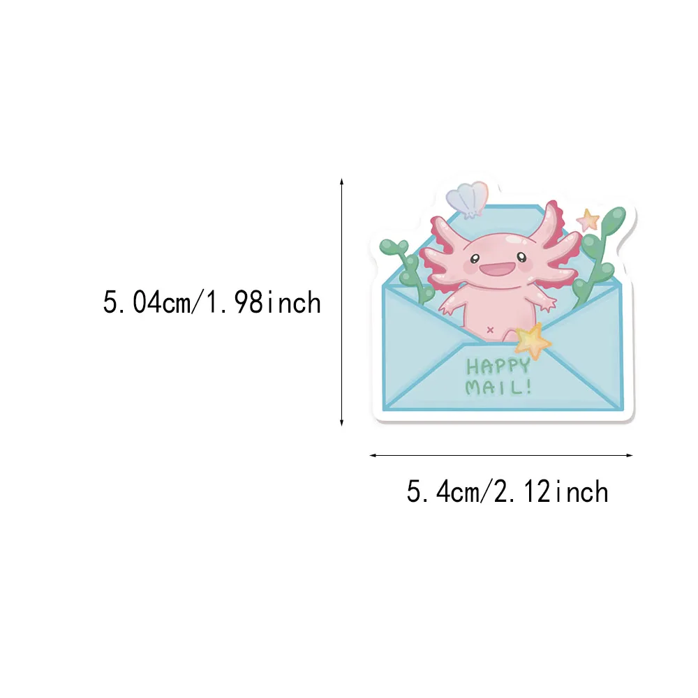 50 Buah Stiker Axolotl 2 Stiker Grafiti Kreatif Lucu DIY Stiker Tahan Air untuk Koper, Skateboard, Gelas Air, Komputer