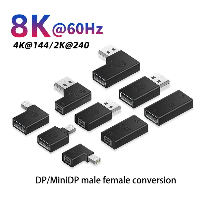 

1PCS Mini DP to DP Converter Connector Male to Female Thunderbolt 2 Apple Laptop Monitor Converter 8K60HZ 4k 2K/1,4Hz