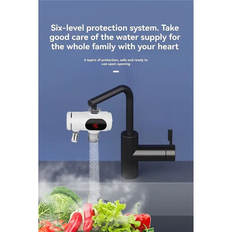 AAAF 360° Rotatable Instant Hot Faucet Electric Hot Cold Mixer Tap 3000W Instant Heating Faucet Fast Heating Tap EU Plug