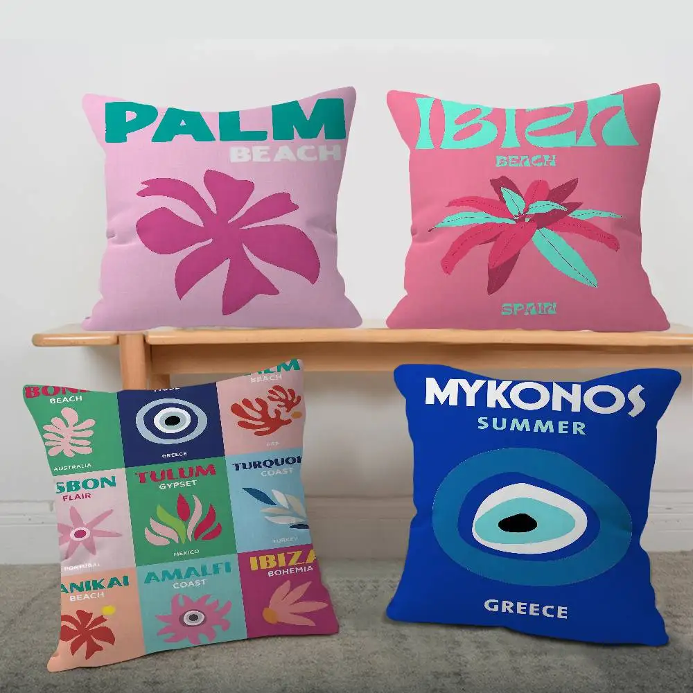 Ibiza Mykonos T-Ttravel vacationer pillow cover sofa cushion cover home room decoration children gift