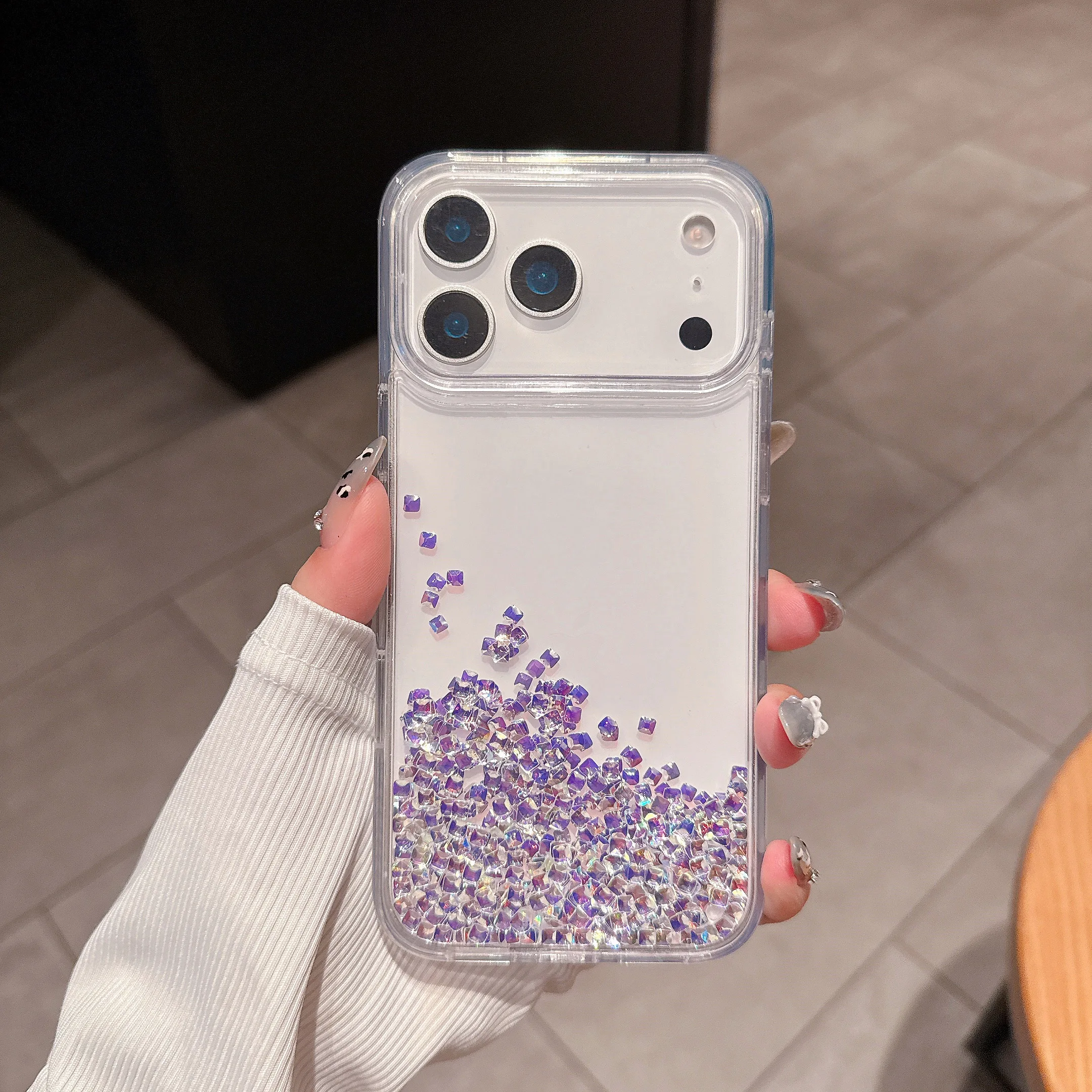 

Shockproof Clear Glitter Liquid Diamond Sequins Quicksand Phone Case For iPhone 17 Pro Max 16 14 15, Bling Hard Protection Cover