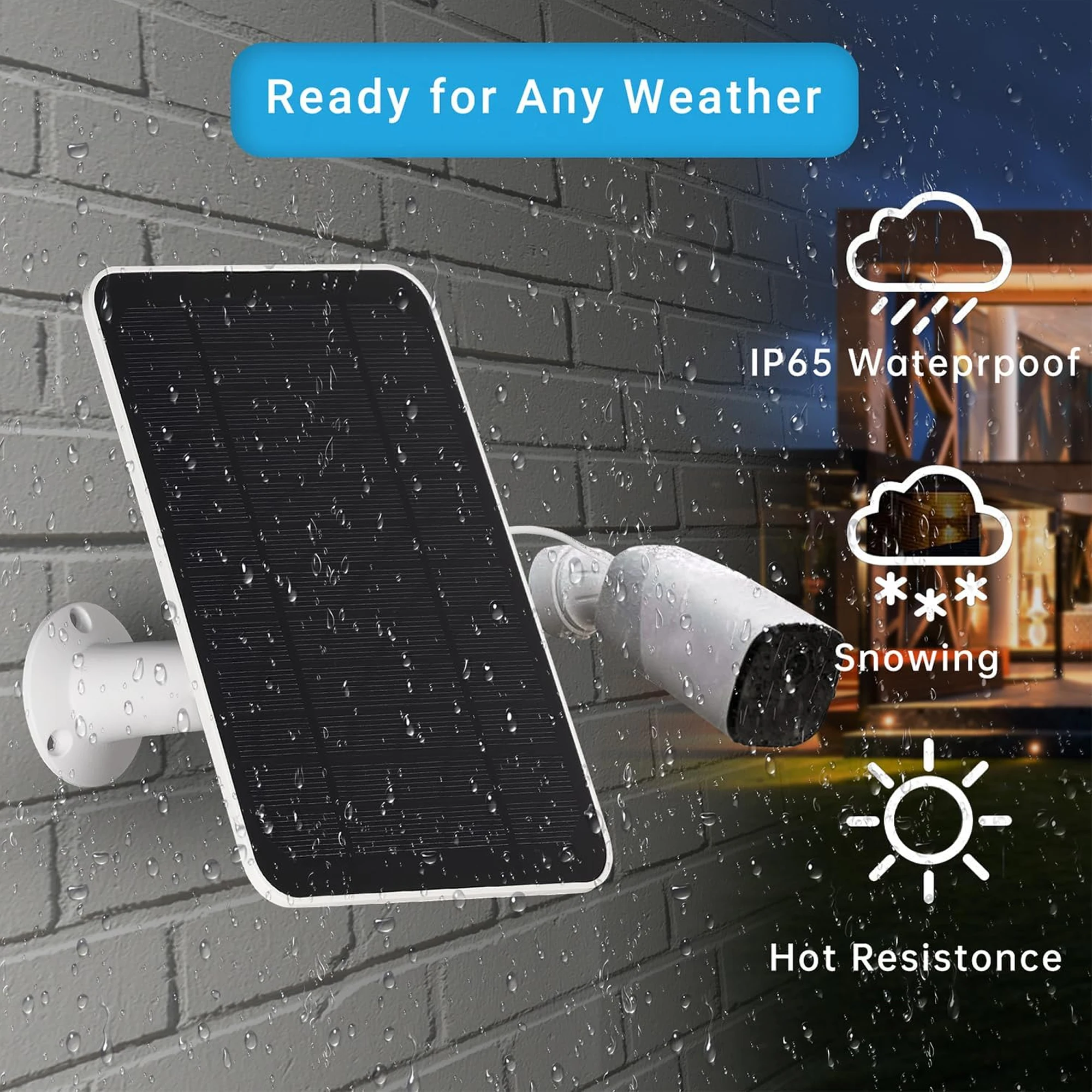 10W Solar Panel Charger for Camera Arlo Pro 3/4/Ultra/2 Floodlight, Camera Solar Cell Kit 24 Hours Non Stop Powered