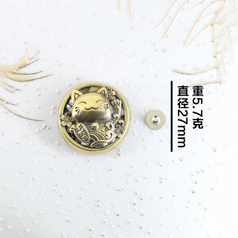 Zhaocai Cat Vintage Buttons Brass Metal Crafts Buttons for Clothing Leather Goods Clothing Decoration Buckle Sewing Accessories