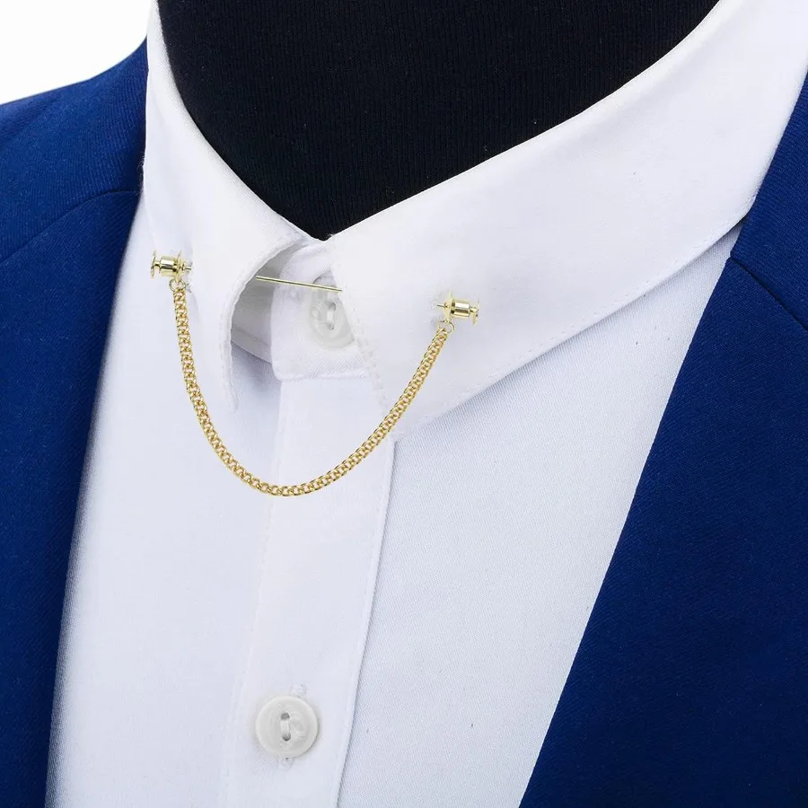 Eleganti spille da colletto a catena con nappe in metallo da uomo Spilla da abito Spilla da cravatta Accessori per camicie per abiti formali Riunioni d'affari e speciali