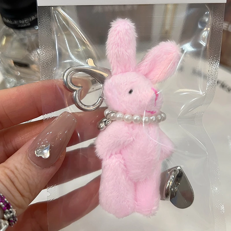 Pendentif lapin en peluche, sac de grande beauté, porte-clés beurre, accessoires de dessin animé