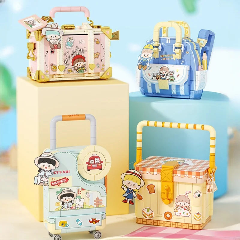 Zhuo Da Wang Genuine Co-branded Building Blocks Bag Children's Assembly Toy Model Ornaments Girl Holiday Gift Collection