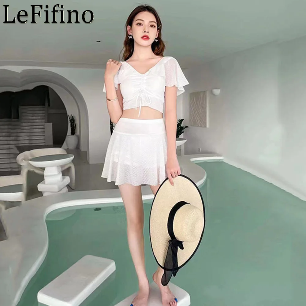 Falda de cuerpo dividido de estilo japonés y coreano para mujer, traje de baño Sexy, traje de baño Delgado conservador, Bikini de estudiante de primavera caliente, nueva moda de verano