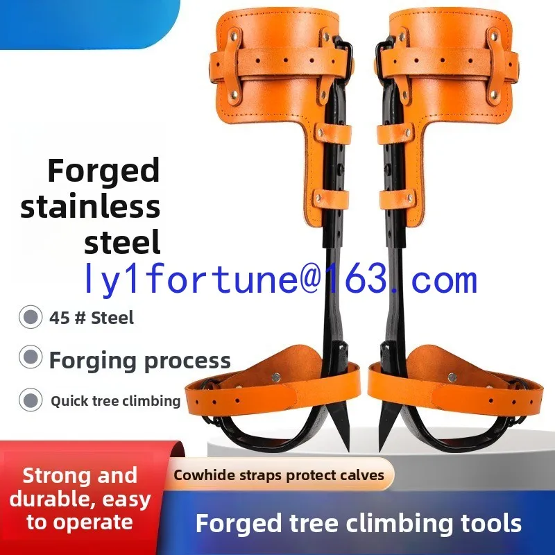 Forged model Adjustable upright tree climbing tool Whole cowhide big turn up the tree Picking foot tie Catch wasp Iron shoe