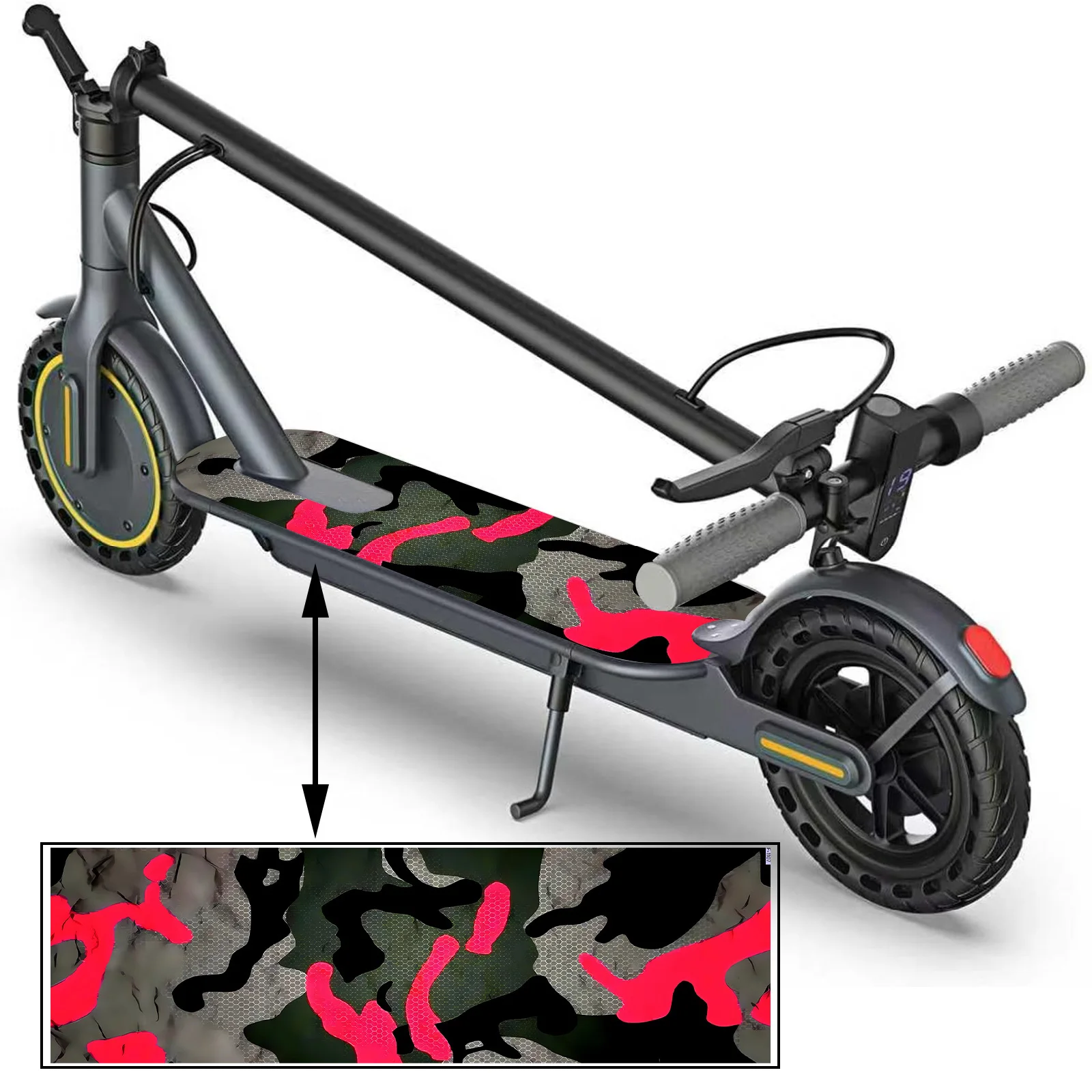 

1 красно-черная камуфляжная наклейка для скутера, наклейка для скейтборда, персонализированная противоскользящая наклейка из ПВХ-материала.