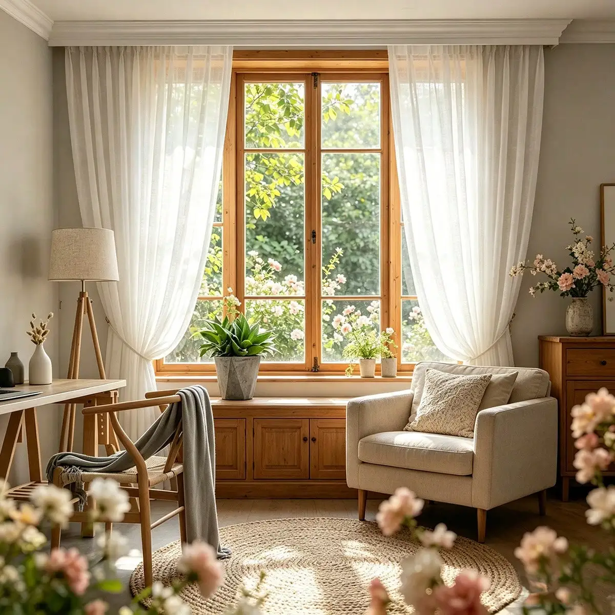 American Country Style White Cotton Flax Curtain Sheer Fabrics Window Treatment Curtains For Living Room Cortina Tulle Decor