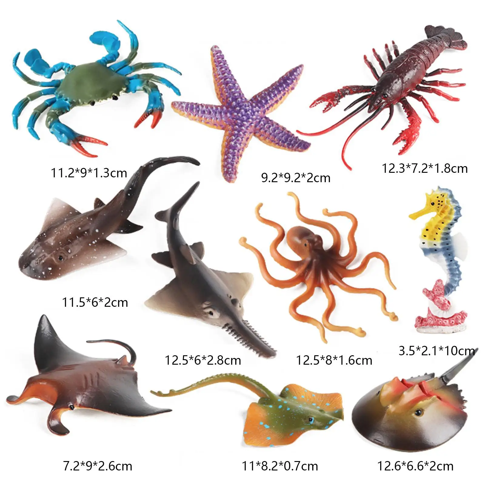 Figuras de juguete de animales marinos para escritorio, modelos de animales de simulación, 10 piezas