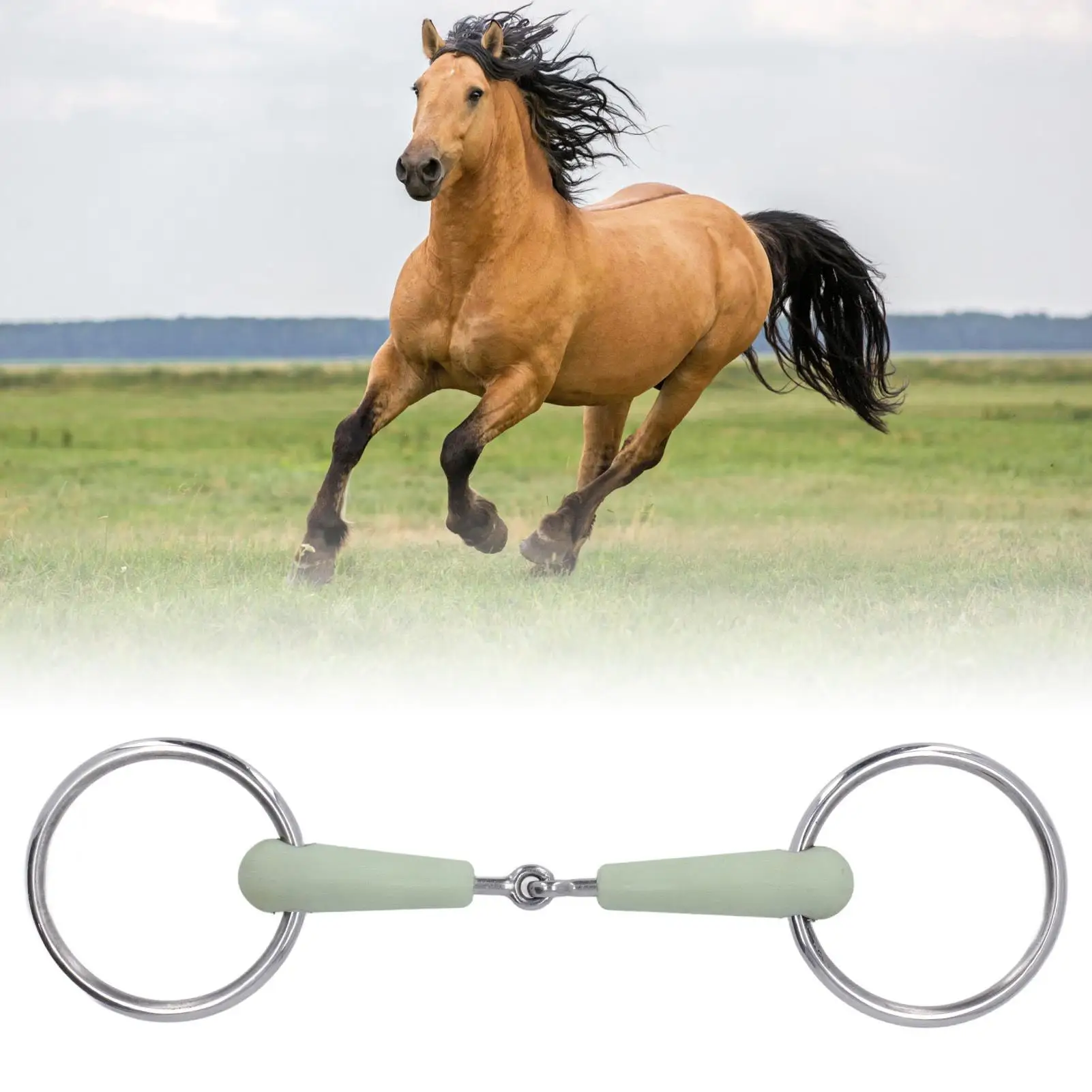 130mm Stainless Steel Horse Mouth Snaffle Bit with Chain for Equestrian Training & for livestock Supplies