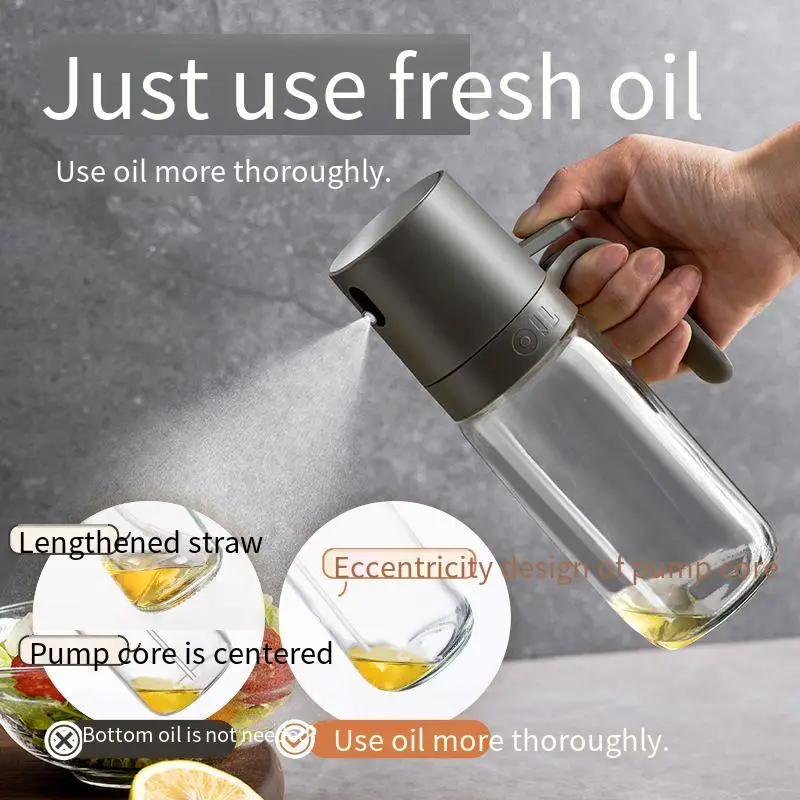 250ml Oil Dispensers Olive Oil Sprayer Mister for Air Fryer Salad Baking Oil Spray Bottle High Borosilicate Glass Cooking