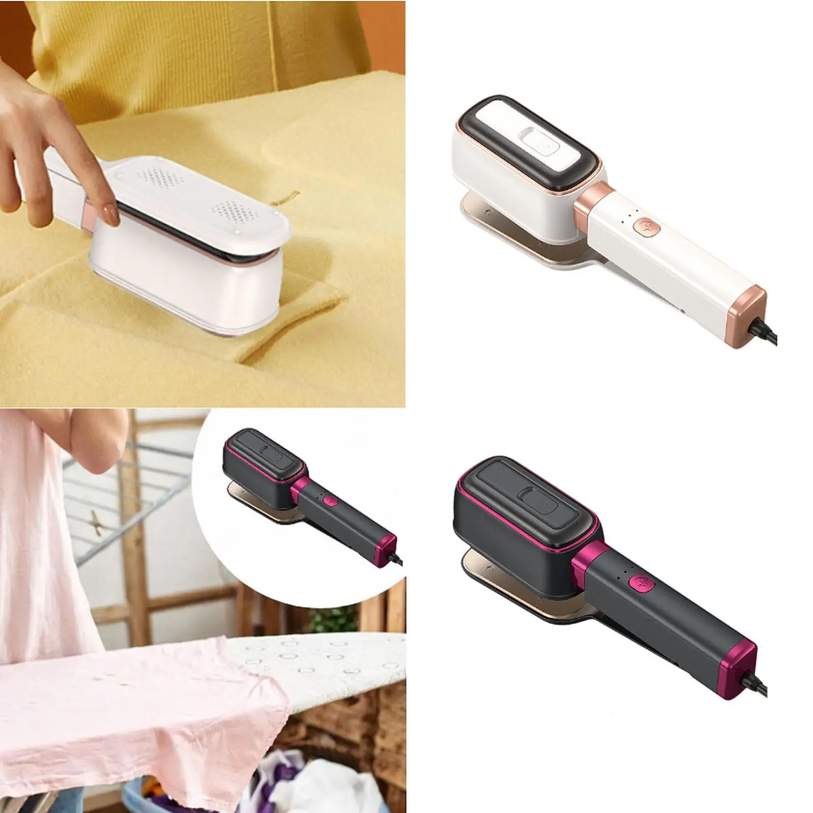 

Clothing Garment Steamer 1000W Quick Heat up Compact Mini 180Degree Rotating Steam Iron for Travel Silk Home Curtains Shirts