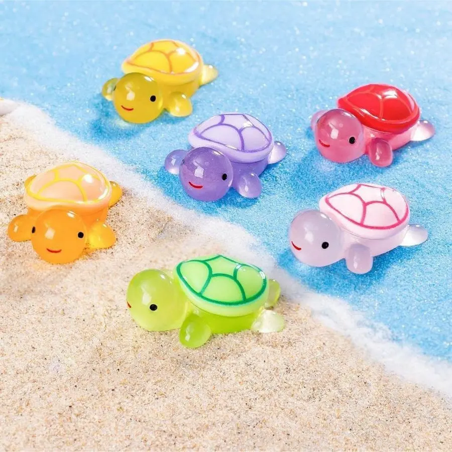 Glow in The Dark Mini Resin Turtles 20PCS Sea Turtles Figurines Luminous Cute Tiny Turtles Bulk for Jewelry Keychain Making DIY