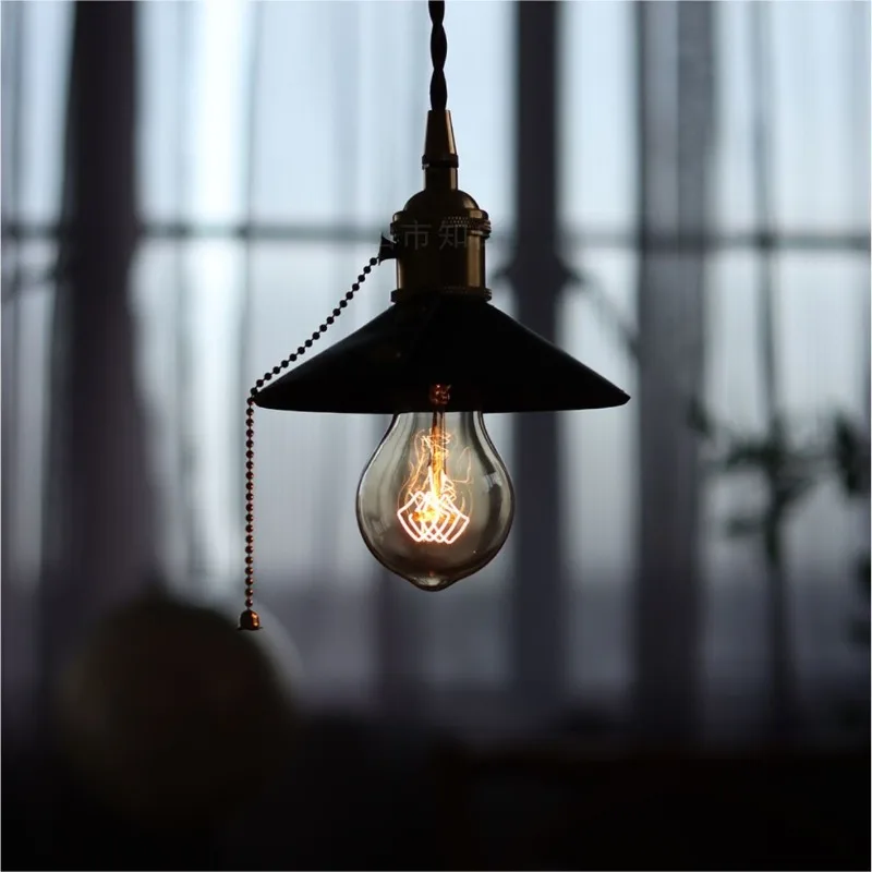 American Retro Pastoral Style E27 Pendant Light Bedroom Bedside Homestay Restaurant Dressing Table