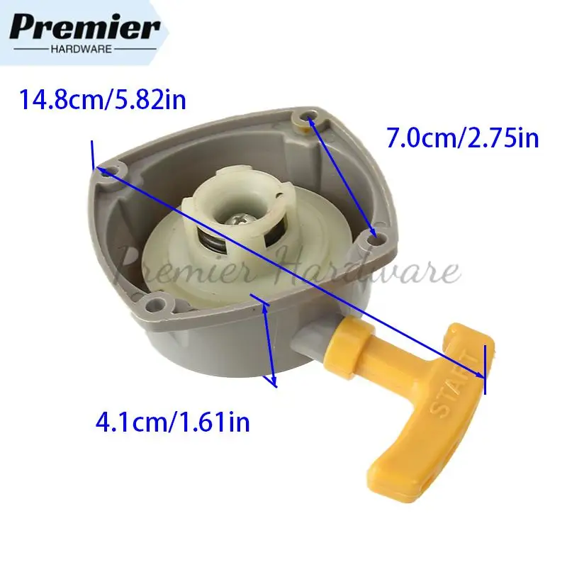 YM-Q-10 gruppo avviamento tosaerba, disco ritorno automatico tirato a mano, avviamento facile, adatto per accessori di ricambio tosaerba