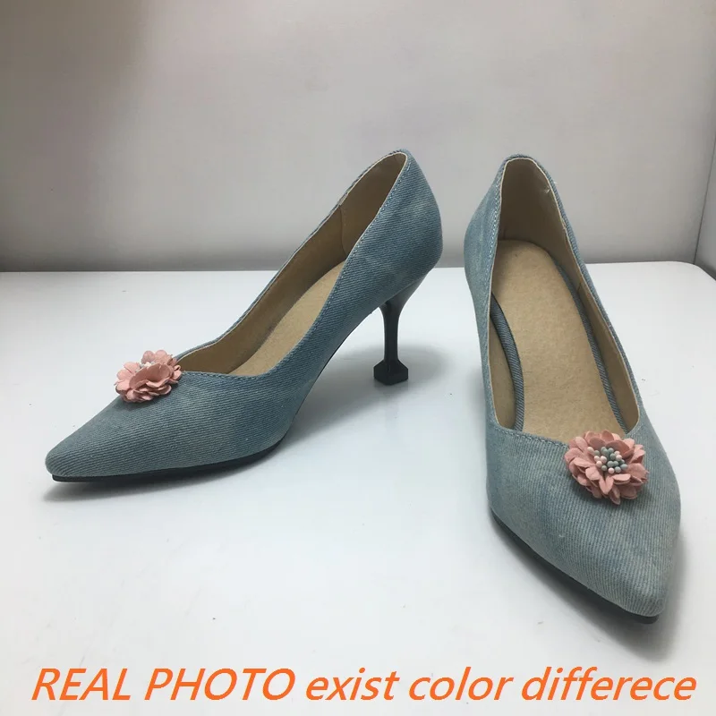 ORCHA LISA Design Sexy Women Pumps Pointed Toe Thin High Heels 7.cm Slip On Flower Plus Size 49 50 Fashion Dating Female Shoes