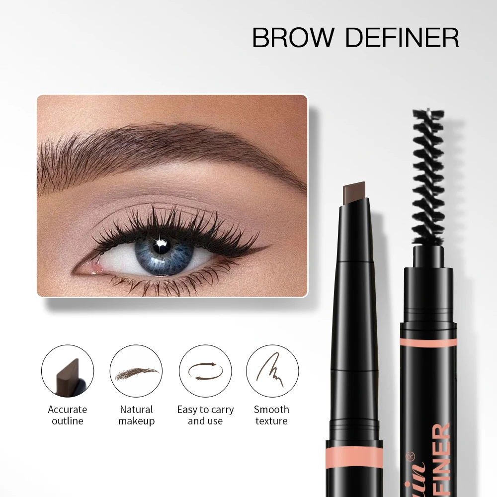 Lasting Waterproof Eyebrow Pen Makeup Double Head Triangle Precise Brows Cream With Brush Lasting No Blooming Rotatable Makeup