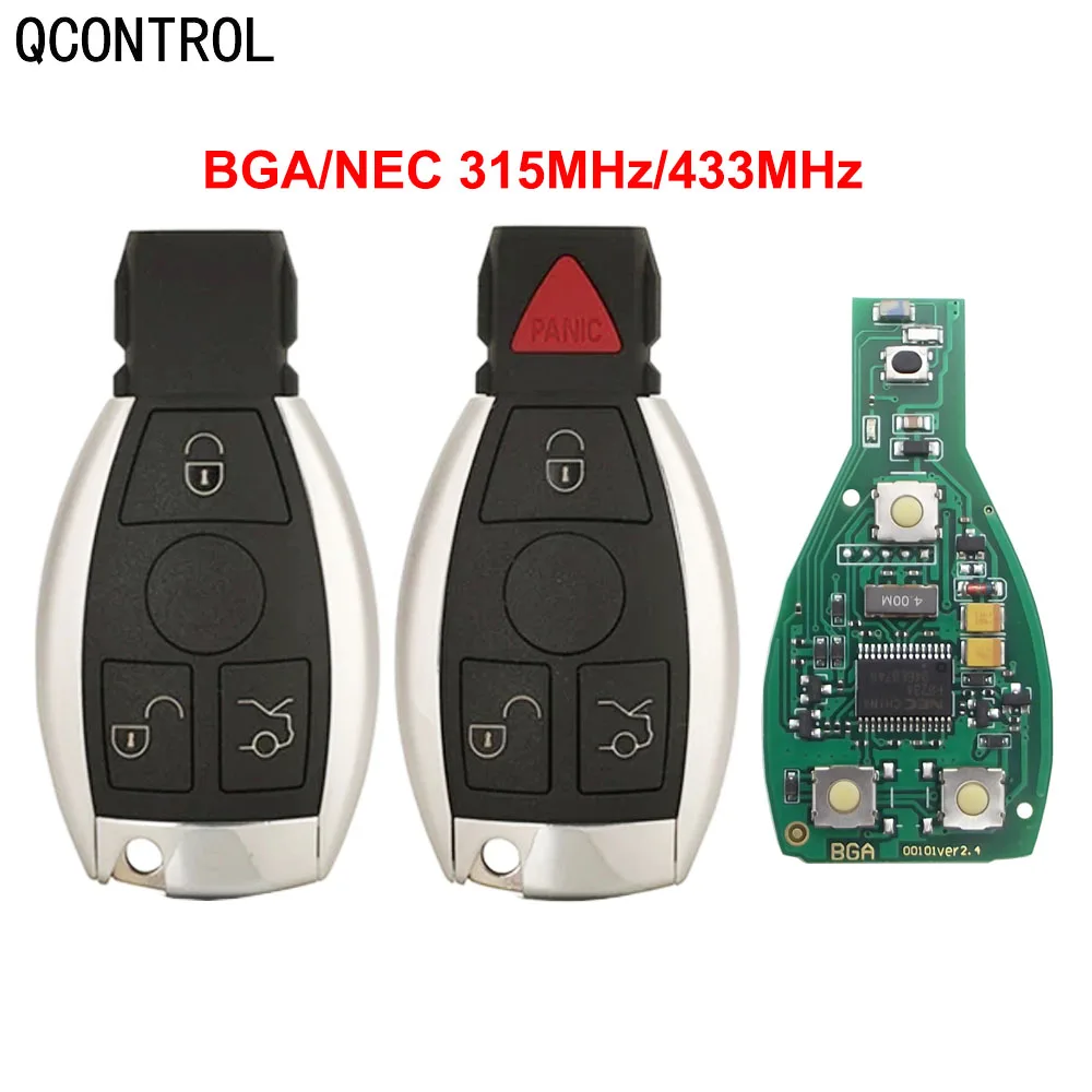 QCONTROL Smart car key 3/4button 315/434Mhz for Mercedes Benz A C E S Class W203 W204 W205 W210 W212 NEC BGA remote fob control