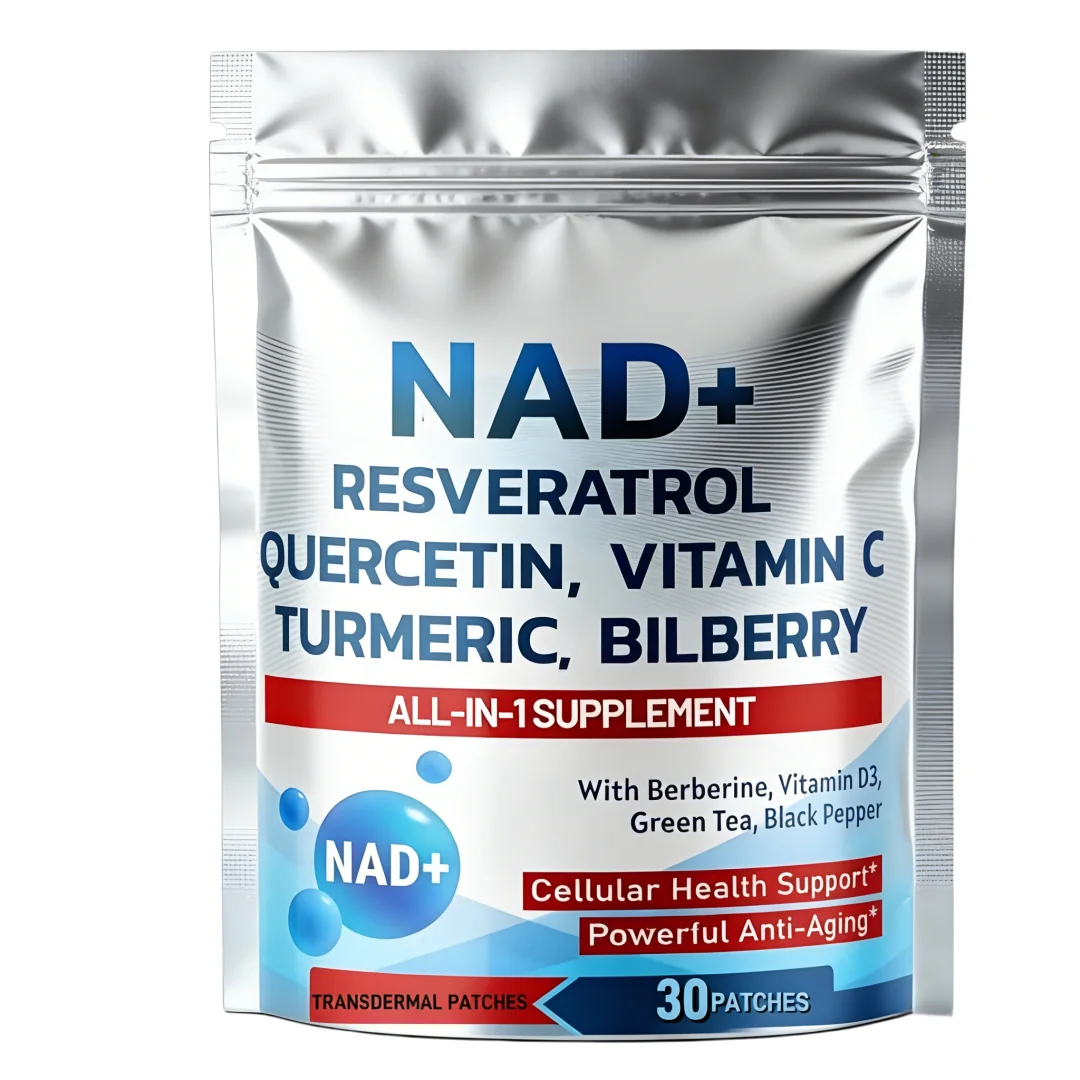 30 Patches NAD+ Transdermal Patches with Resveratrol,Vitamin D3 Quercetin Turmeric Support Energy, Anti-Aging,Cell Regeneration