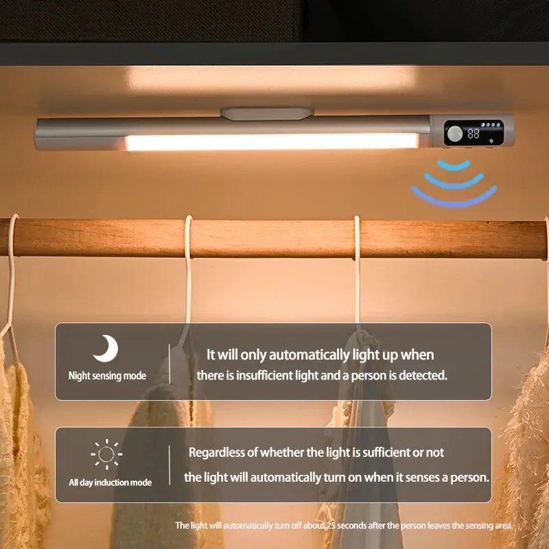 Motion Sensor Light Night Light Desk Lamp Type C Rechargeable Lights Cabinet Lights For Kitchen LED Digital Display Night Lights