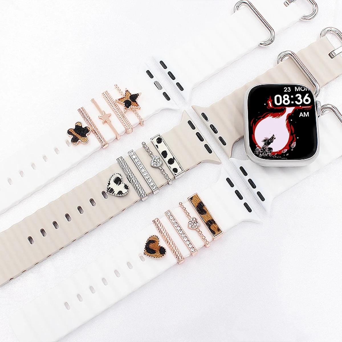 Adorno de correa de reloj con abalorios de Metal para Apple Watch Jaya Nuonyd Biya, pulsera creativa con diamantes, pulsera con dijes, anillo decorativo, joyería