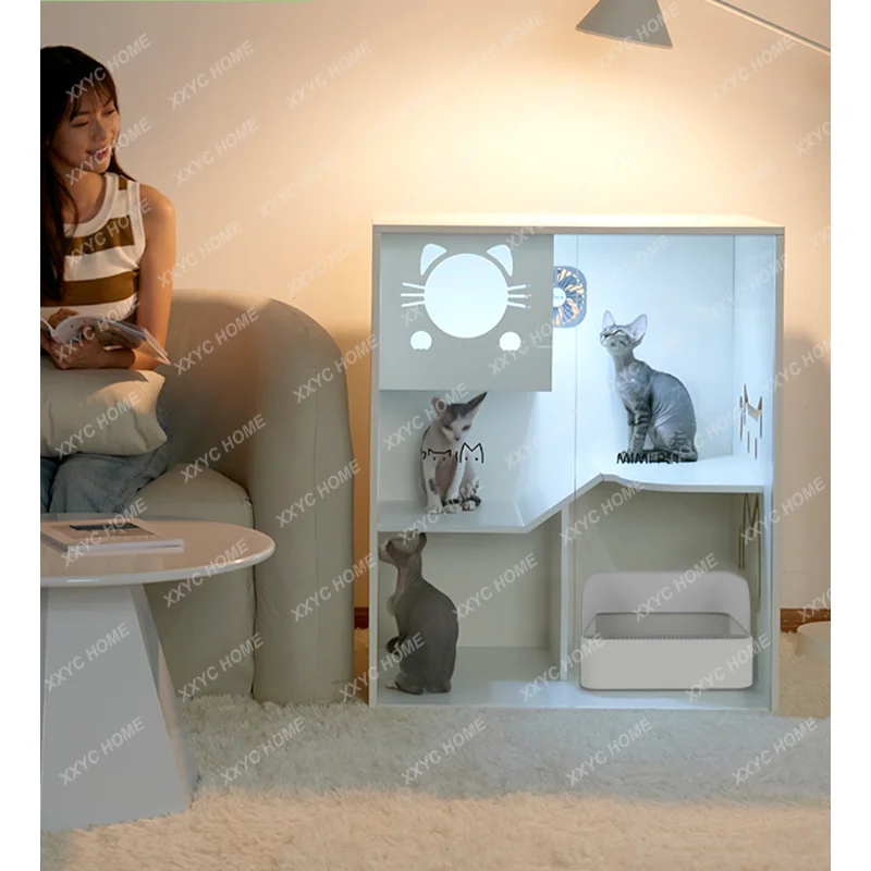 

Three-Layer Cat Villa Cat Cage Solid Wood Cat Cabinet Home Cat Nest Cat House Indoor Free Space Cattery cage pour chat