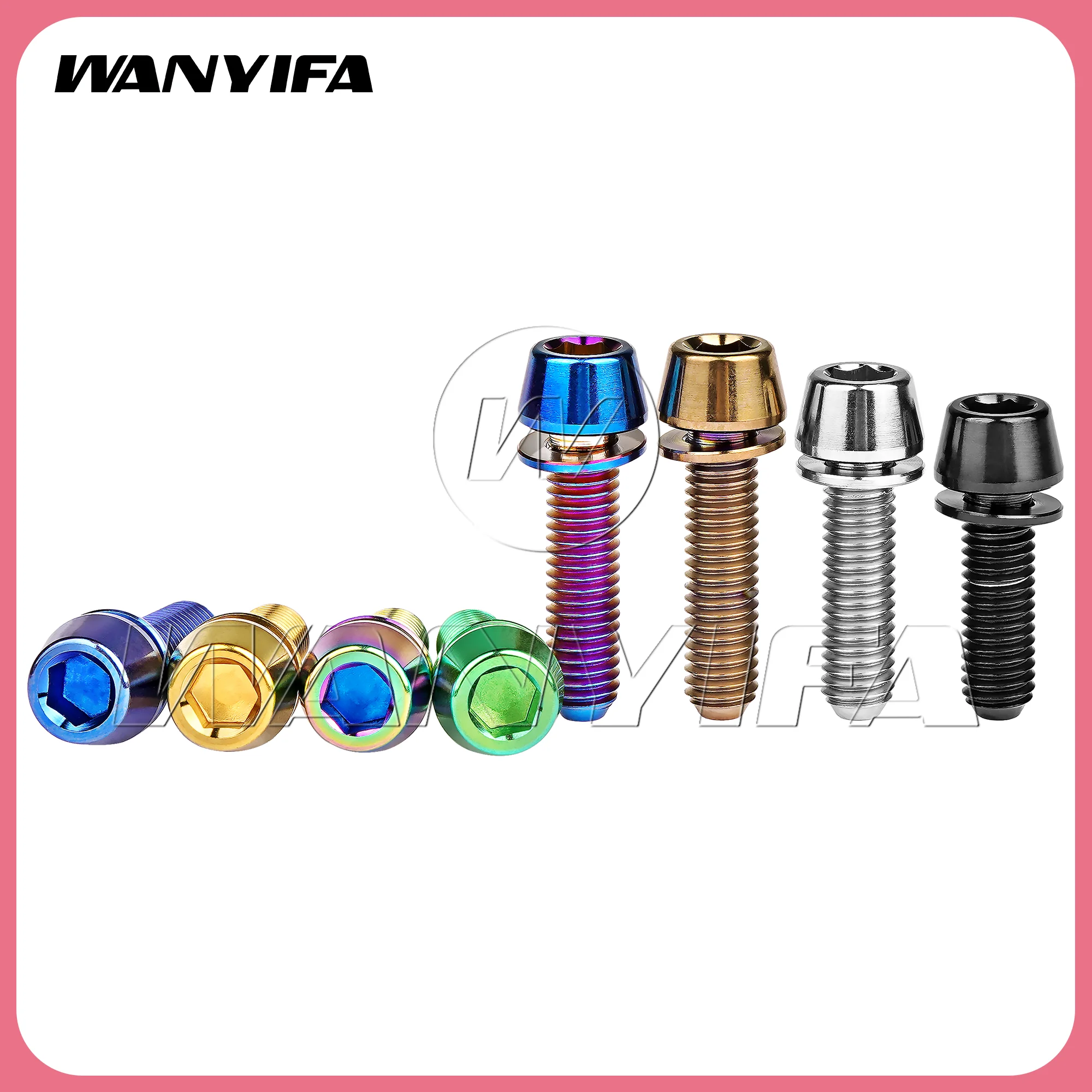 Wanyifa  Titanium Bolts M5M6x16/18/20/25mm Cone Head with Gasket Washer Bicycle Stem Screws