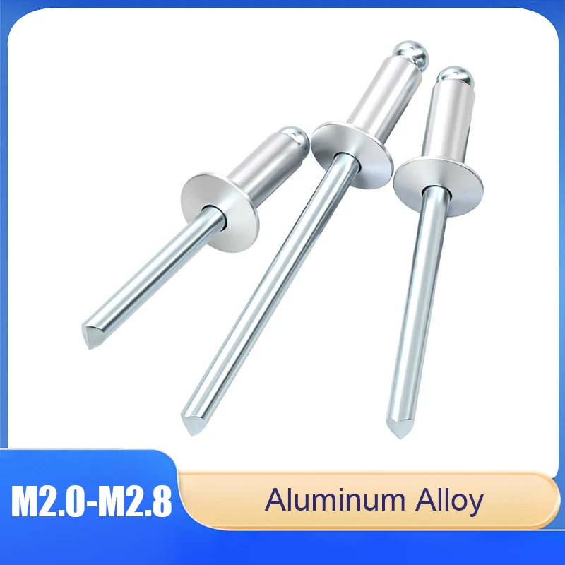 

10Pcs M2.0 M2.4 M2.8 Open-End Flat Round Head Aluminum Blind Rivets, Sturdy and Durable, Suitable for Industrial and DIY Needs
