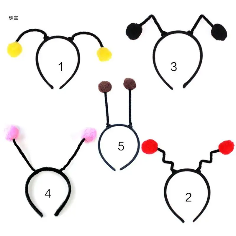 X5QE Frauen Mädchen Nette Biene Antennen Stirnband Flauschigen Bommel Ball Cosplay Kostüm Haar