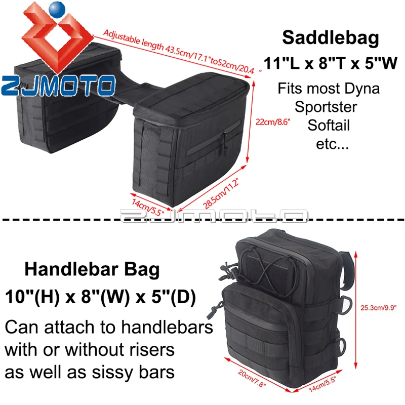 Motorcycle Custom Club Style Essential Saddlebag Side Pannier Pouches Handlebar Bags Carrier For Harley Dyna Softail Sportster