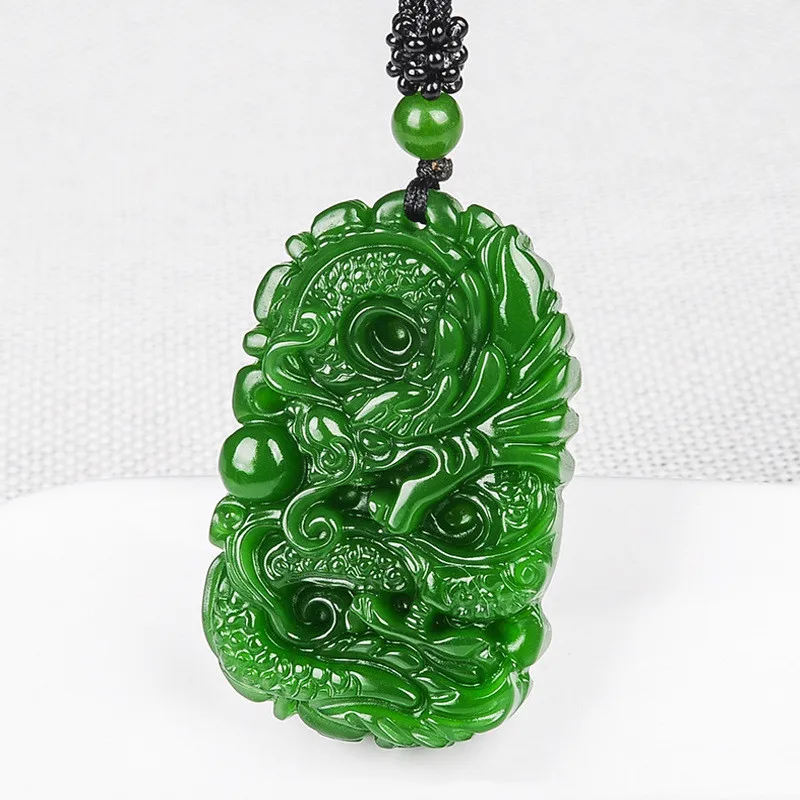 Natural Xinjiang Hotan Jade Jasper Dragon Pendant Men's and Women's Dragon World Dragon Horse Spirit Sweater Chain