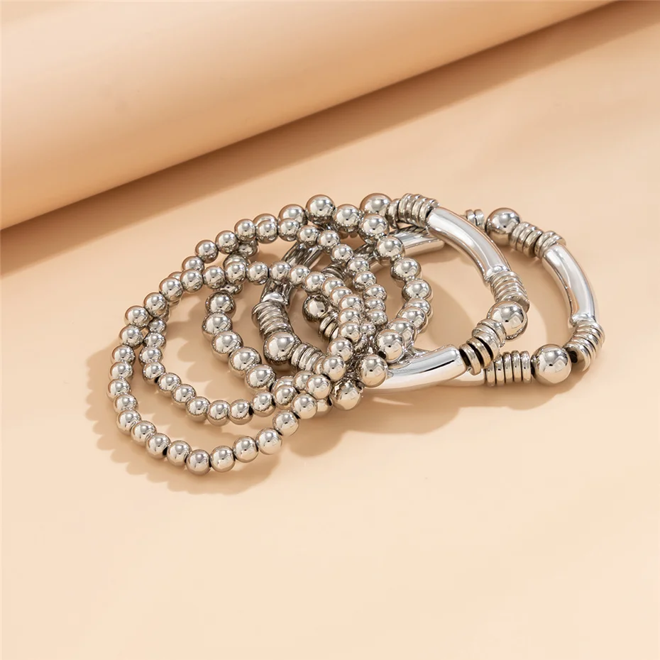 Übertriebene Punk Big Ball Chain Armbänder Frauen Vintage Chunky Runde Perlen Elastische Armreif Grunge Paar Schmuck Steampunk Männer – Detail 14