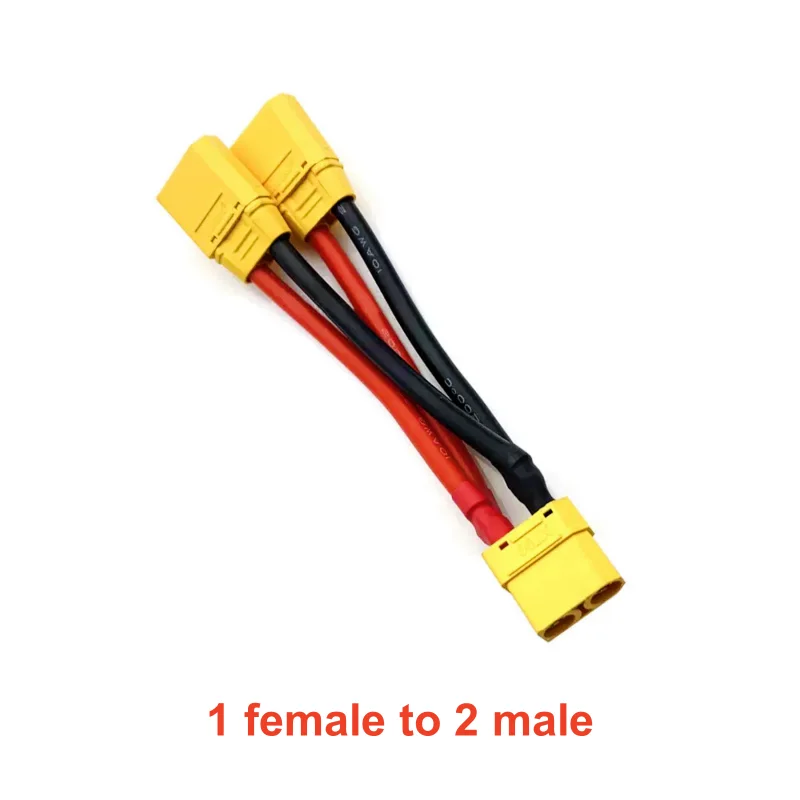 XT90 Parallel Battery Connector Male/Female Cable Dual Extension Y Splitter 3-Way 10AWG Silicone Wire for Battery Charger Motor