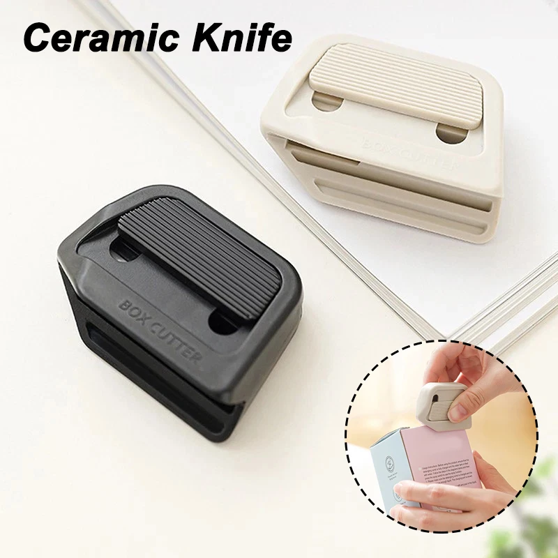 Mini Ceramic Blade Box Cutter Magnetic Storage Portable Auto-Retract Blade Safety Courier Box Open Tool with Wall Mount