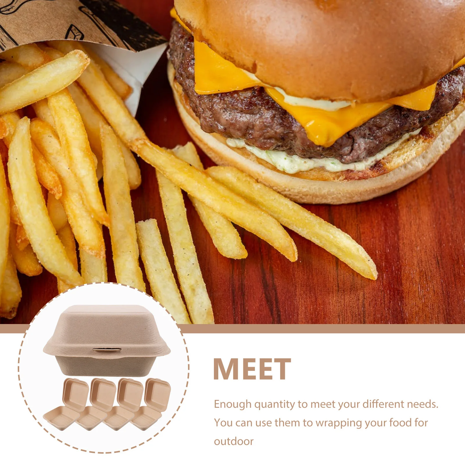 

50pcs Hamburger Box Disposable Takeout Packaging For Sandwich Cake Slice Snack Wrapping Baking Dessert Bread Packing Picnic