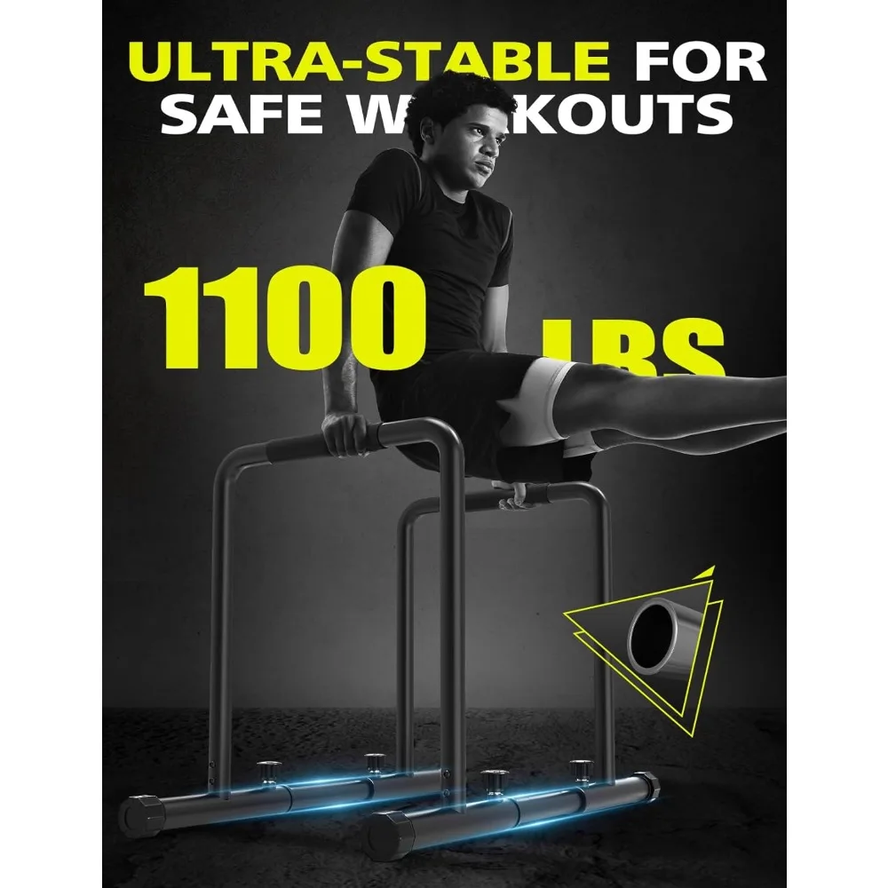 Adjustable Dip Bar Heavy Duty Steel Dip Station, Home Dip Stand with Two Safety Connectors, for Calisthenics, Strength Training