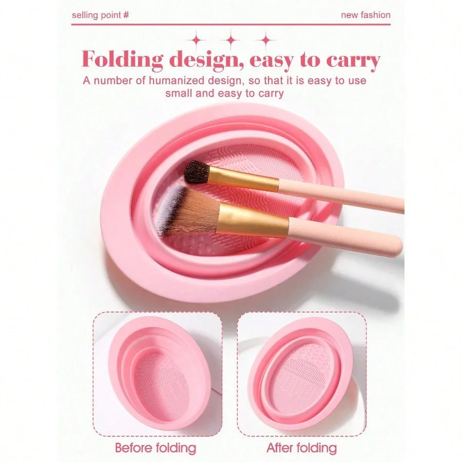Makeup Brush Cleaner Bowl Silicone Washing Tool Makeup Sponge Cleaning Mat Brush Scrubber Case Cosmetic Brush Washing Accessories view 5