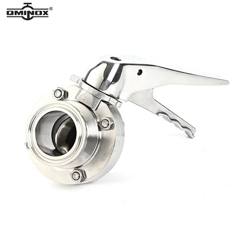 Válvula de mariposa de acero inoxidable SS304, triple abrazadera con mango de acero inoxidable, gatillo de presión para productos lactantes Homebrew, 1,5 ""/2""