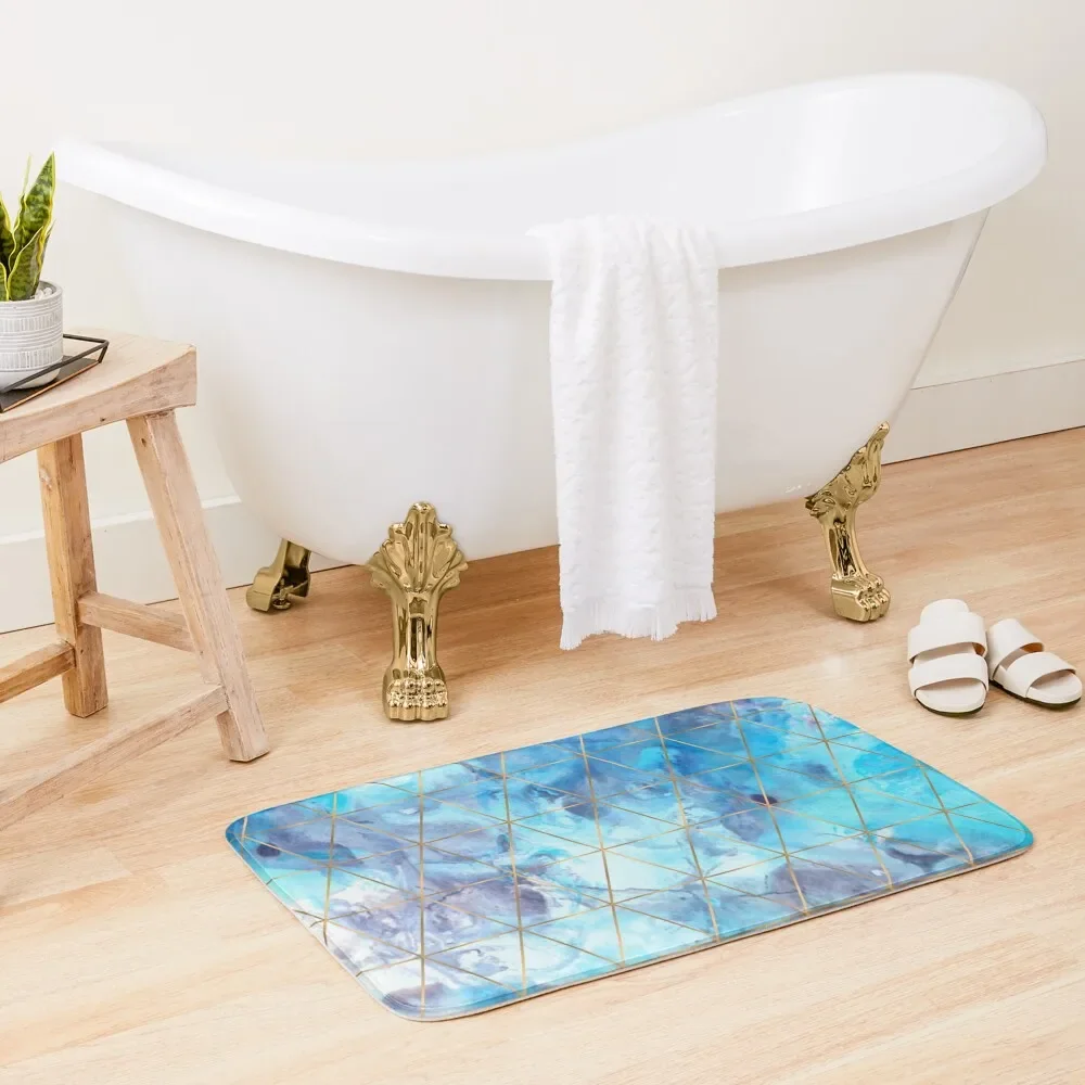 

Geometric Pattern on Marble Background Bath Mat Bathroom Utensils Anti-Slip Bathtub Mat