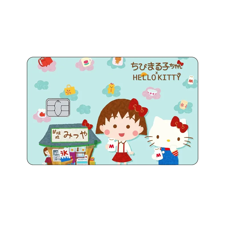 New 1Pc Kawaii Hello Kitty Kuromi Melody Hangyodon Diy Card Sticker Anime Small Chip Credit Card Case Cover Front Film Skin Toys