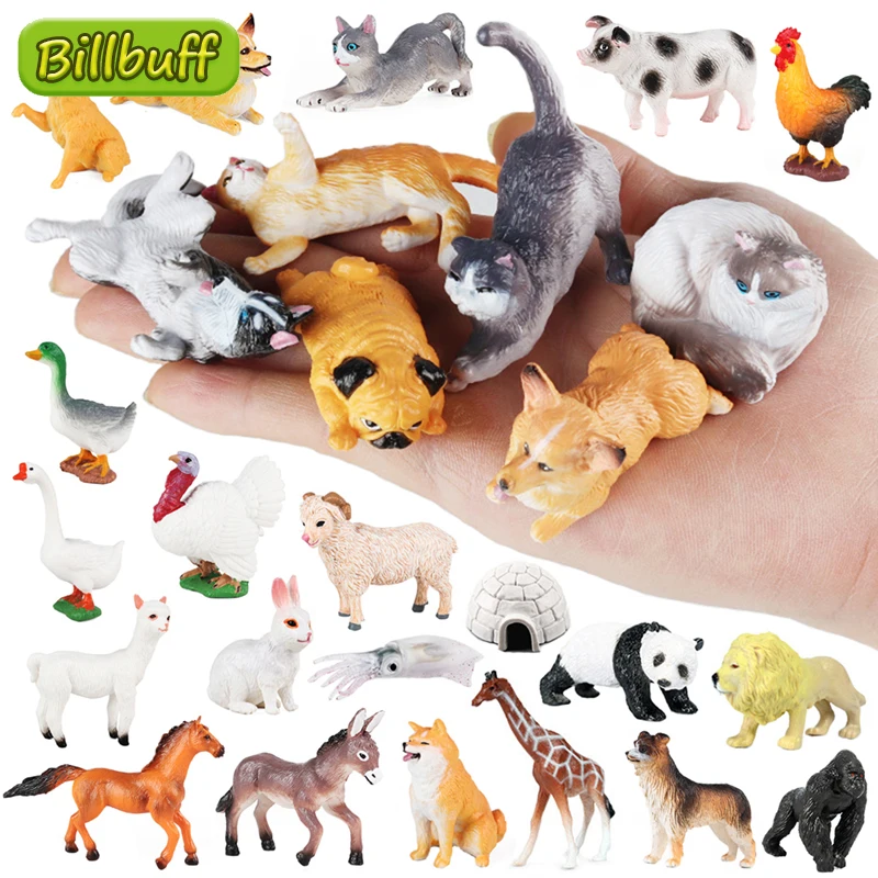 Latest Lifelike Wild Animal Zoo Figurines Farm Poultry Cat Cow Horse Figures Dog Duck Cock Model Education Toy for Children Gift