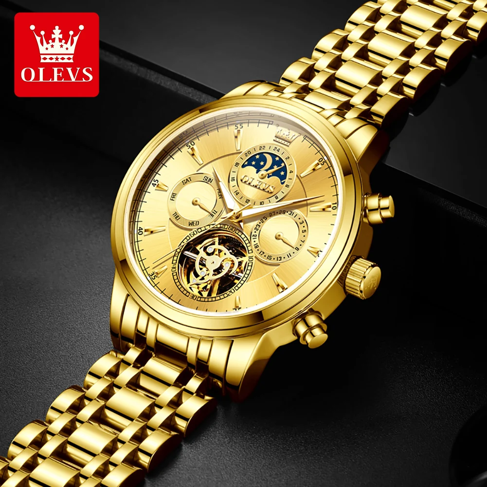 OLEVS 6746 Mens Watch LuxuryFl - đánh giá và giá Skeleton Mechanical Watch