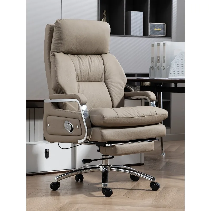 

Leather boss chair reclining office chair massage office sedentary comfortable computer chair home office