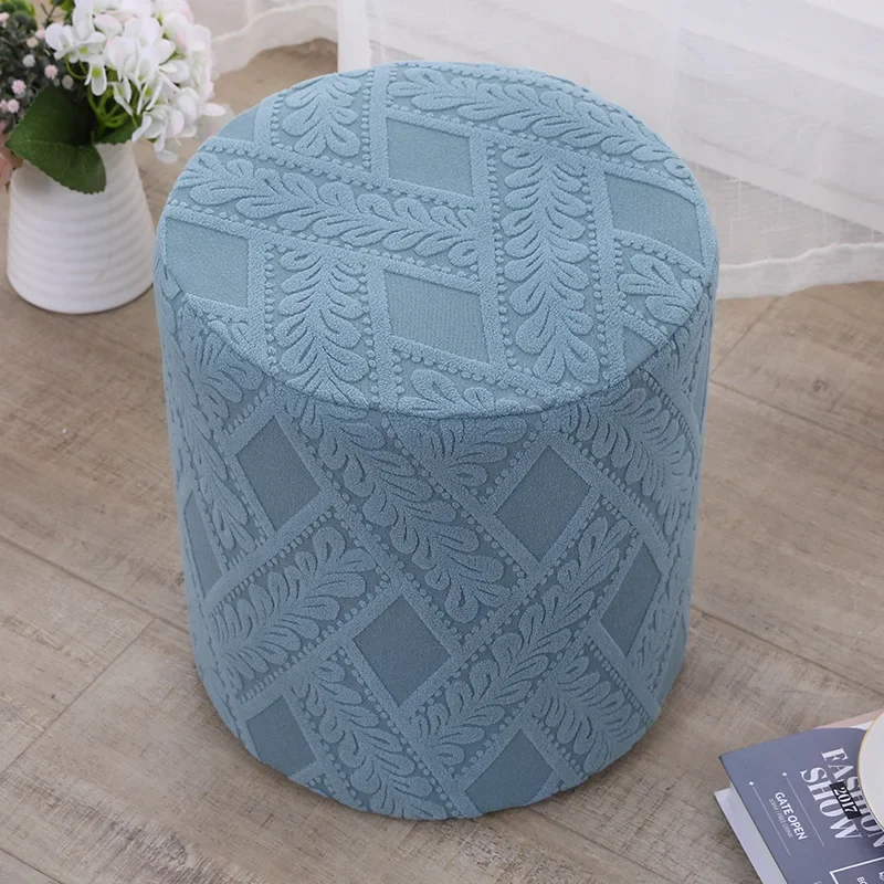 yesStretchable Round Stool Cover, Machine Washable, Home Use Shoe-Changing Stool Cover, Jacquard Sofa Stool Cover 3