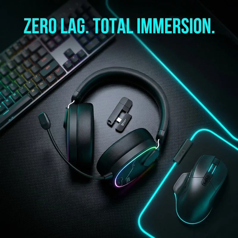 Auriculares Inalámbricos para Juegos ONIKUMA GT808, Conexión de Baja Latencia, Cancelación Activa de Ruido, Batería de Ultra Larga Duración para Jugadores de PC